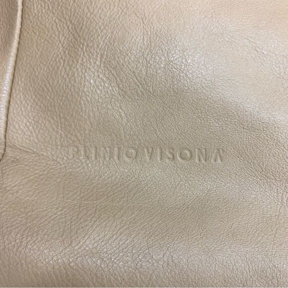 Plinio Visona Tan Pebbled Leather Tote Shoulder Bag Crossbody - Picture 9 of 11